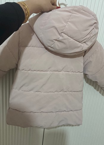 Kız Çocuk Kapüşonlu pastel pembe Düğmeli Mont - Görsel 5