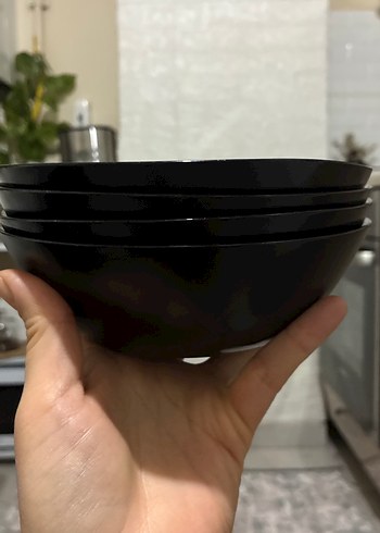 Siyah Parlak Yemek Tabağı Seti - Görsel 2