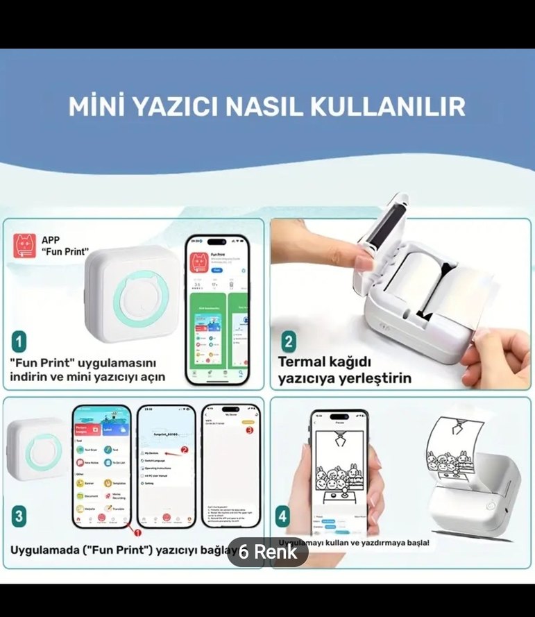 Taşınabilir Mini Yazıcı Beyaz - Görsel 4