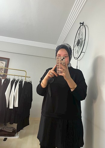 Siyah Etnik Desenli Midi Triko Takım - Görsel 3