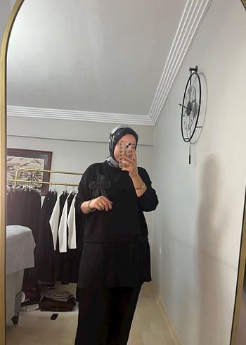 Siyah Etnik Desenli Midi Triko Takım - Görsel 6