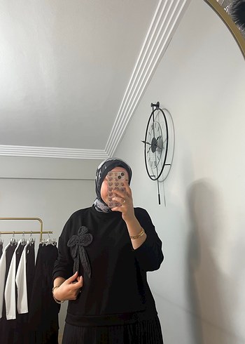 Siyah Etnik Desenli Midi Triko Takım - Görsel 4