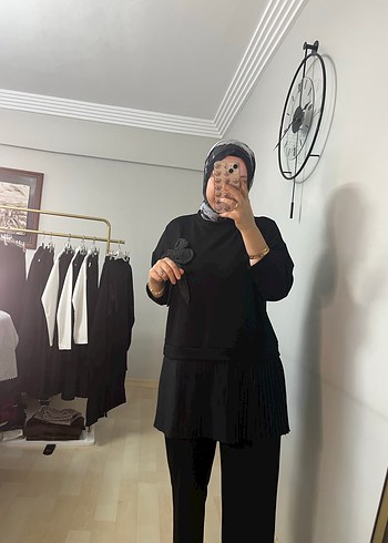 Siyah Etnik Desenli Midi Triko Takım - Görsel 2