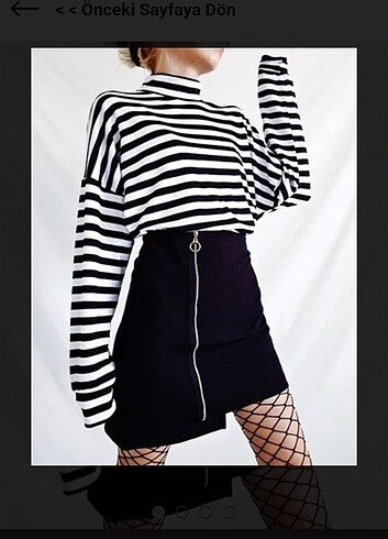 Çizgili Boğazlı Oversize Sweatshirt