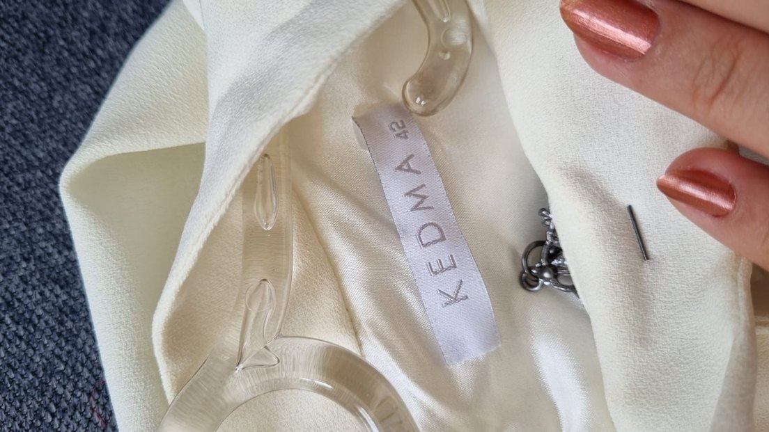 Beyaz, taşlı, astarlı uzun abiye tulum 42 beden - Görsel 5