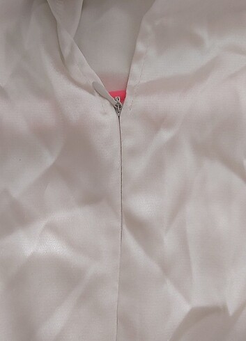 BSL 40 / L Saten Beyaz Vatkalı Elbise (Etiketli) - Görsel 7