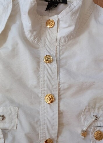 ROBERTO CAVALLİ BEYAZ L BEDEN GOLD DETAYLI RÜZGARLIK, YAĞMURLUK, - Görsel 5