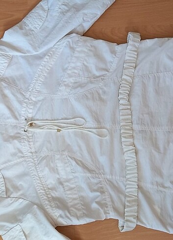 ROBERTO CAVALLİ BEYAZ L BEDEN GOLD DETAYLI RÜZGARLIK, YAĞMURLUK, - Görsel 7