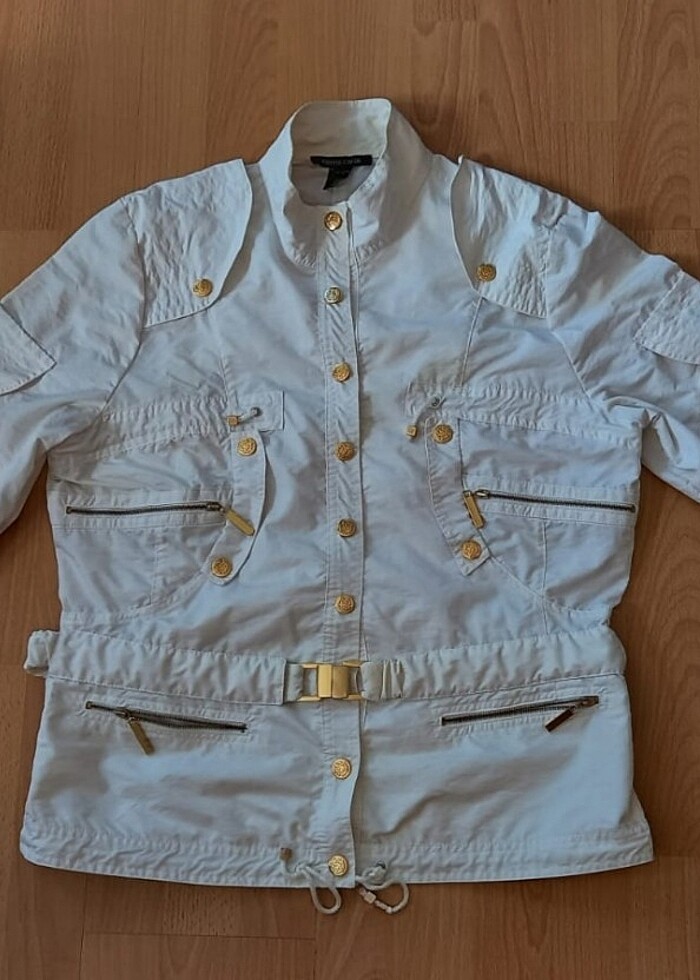 ROBERTO CAVALLİ BEYAZ L BEDEN GOLD DETAYLI RÜZGARLIK, YAĞMURLUK, - Görsel 3