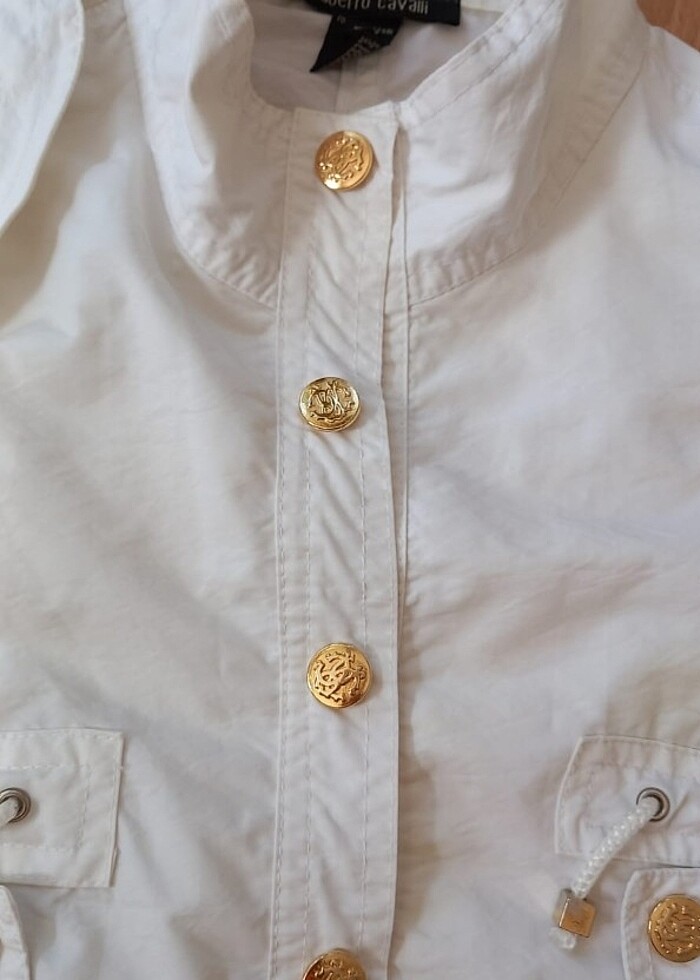 ROBERTO CAVALLİ BEYAZ L BEDEN GOLD DETAYLI RÜZGARLIK, YAĞMURLUK, - Görsel 5