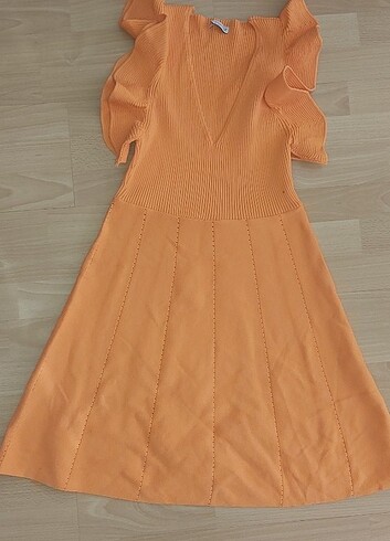 Turuncu M / 38 Likralı Örgü Elbise - Görsel 5