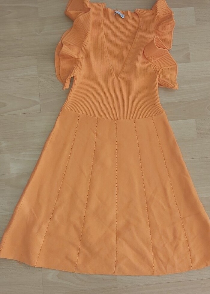 Turuncu M / 38 Likralı Örgü Elbise - Görsel 5