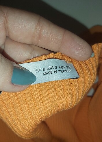 Turuncu S / 36 Likralı Örgü Elbise - Görsel 5