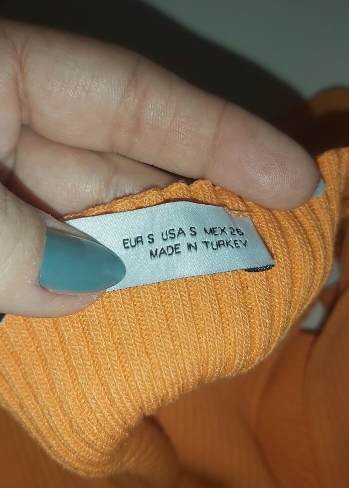 Turuncu S / 36 Likralı Örgü Elbise - Görsel 5