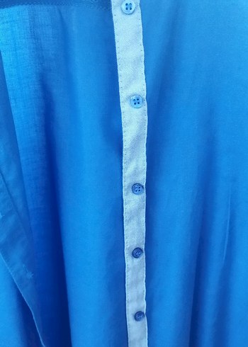 Düğmeli Mavi Hamile Gömleği - Görsel 10