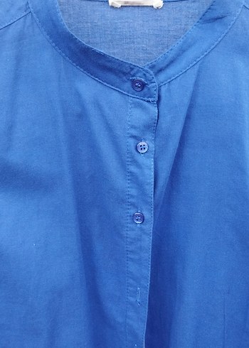 Düğmeli Mavi Hamile Gömleği - Görsel 9