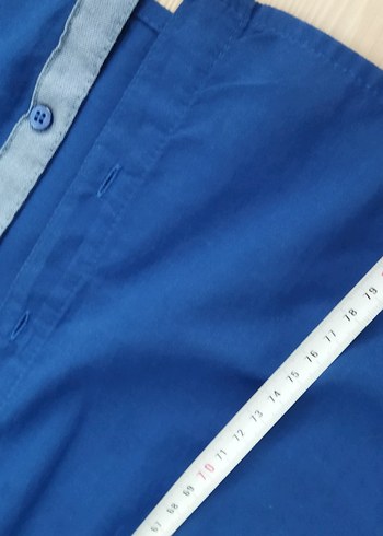 Düğmeli Mavi Hamile Gömleği - Görsel 7