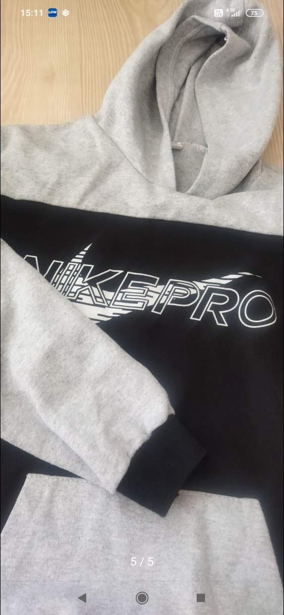Nike Pro Kapüşonlu Gri Siyah Sweatshirt - Görsel 3