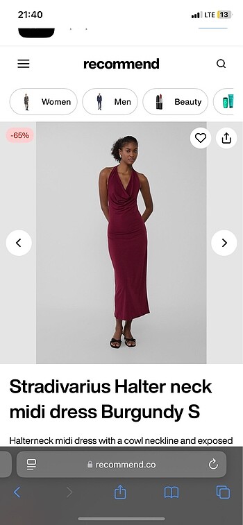 Stradivarius halter yaka sırt dekolteli elbise