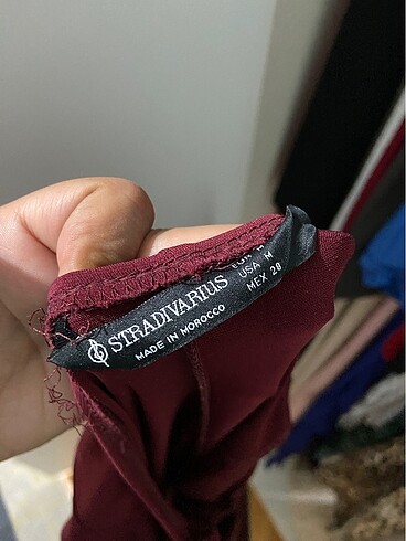 m Beden bordo Renk Stradivarius halter yaka sırt dekolteli elbise