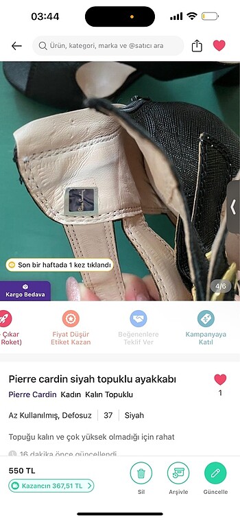 37 Beden Pierre Cardin topuklu ayakkabı