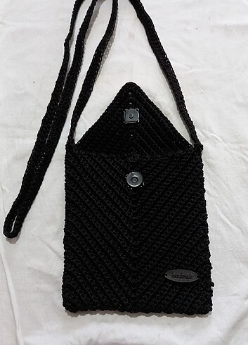  Beden siyah Renk Cep boy çanta örgü polyester makrome siyah günlük kullanıma uygu