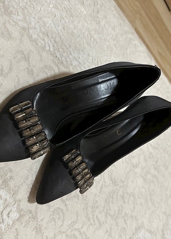 36 Beden Torino Siyah saten Stiletto Kadın Ayakkabı