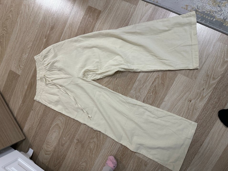 Bej Düğmeli Keten Kadın Gömlek - Görsel 3