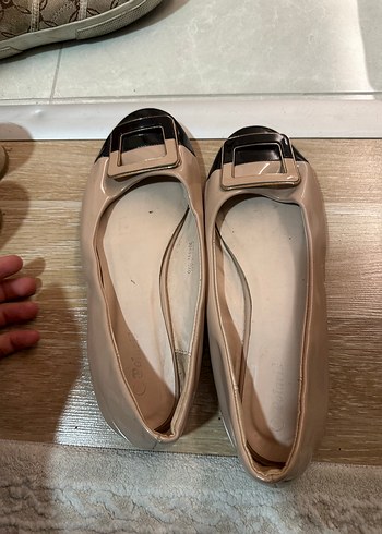 Bej Tokalı Blok Topuklu Kadın Babet - Görsel 2