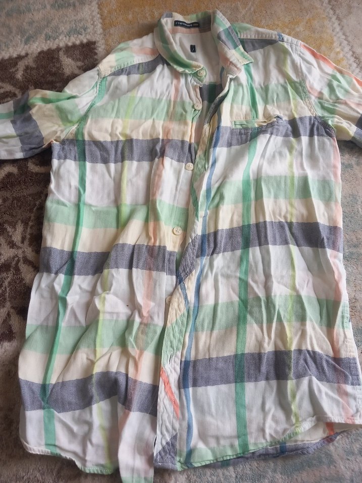 Gri Kısa Kollu Keten Erkek Gömlek - Görsel 3