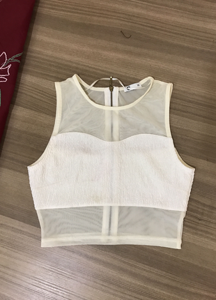Diğer Krem crop top 