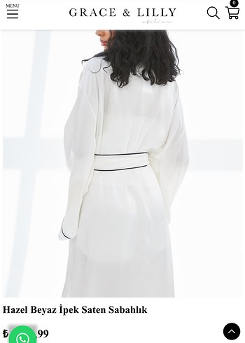 Beyaz saten sabahlık - Görsel 3