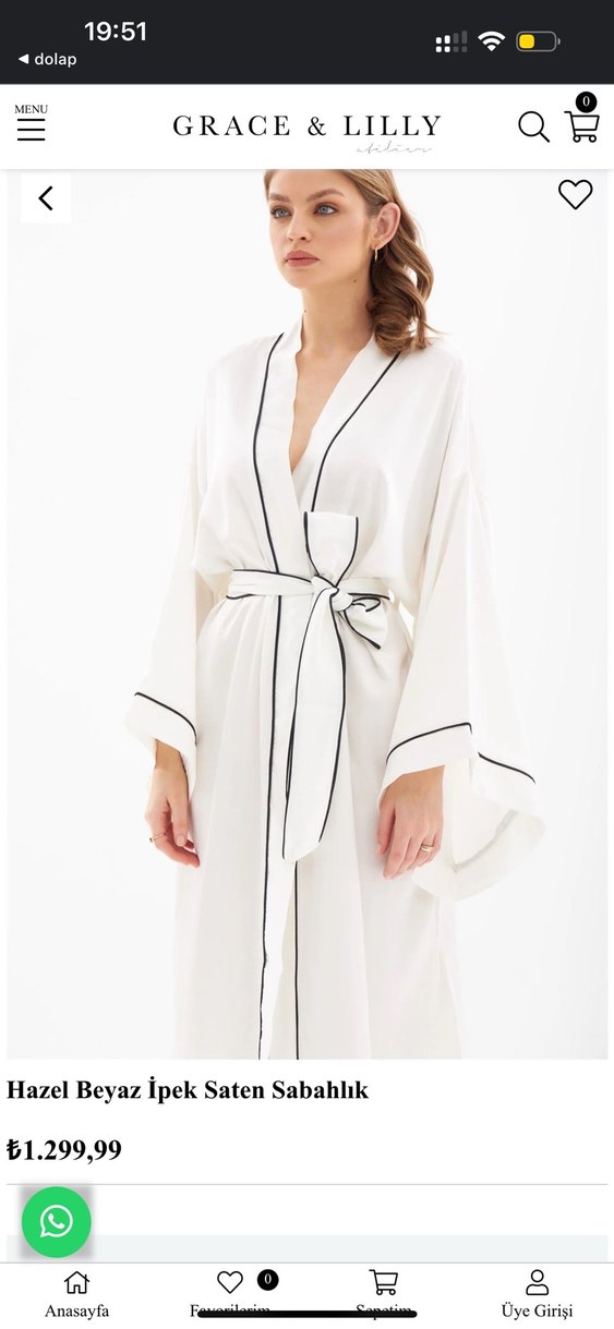 Beyaz saten sabahlık - Görsel 2