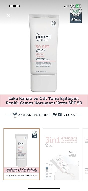 The purest Güneş kremi