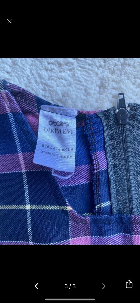 Kareli Mor Kolsuz Kız Çocuk Elbise - Görsel 3