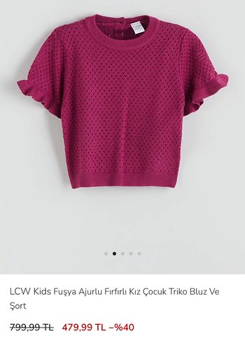 LCW Kids Fuşya Ajurlu Kız Çocuk Triko Takım - Görsel 2