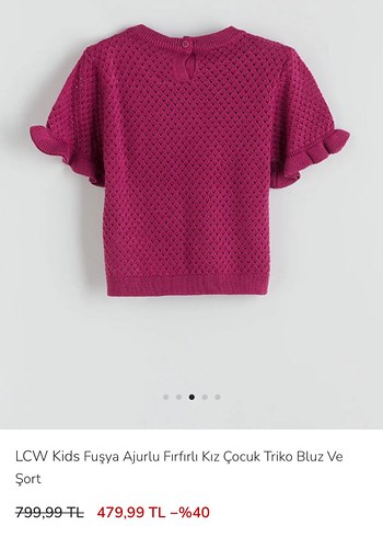 LCW Kids Fuşya Ajurlu Kız Çocuk Triko Takım - Görsel 3