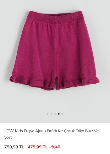 LCW Kids Fuşya Ajurlu Kız Çocuk Triko Takım - Görsel 4