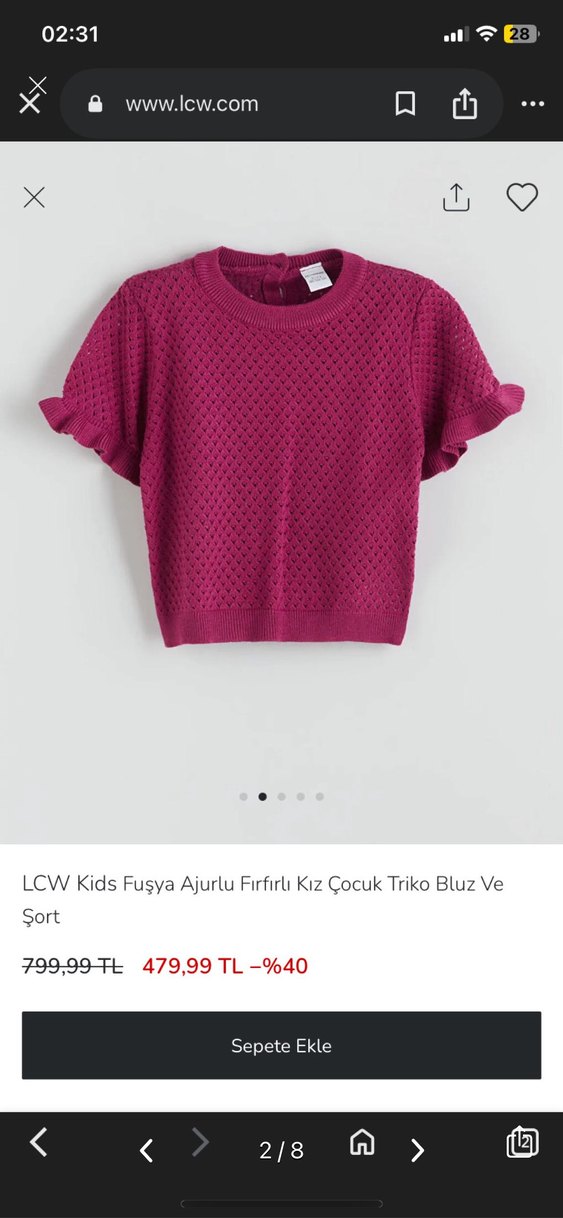 LCW Kids Fuşya Ajurlu Kız Çocuk Triko Takım - Görsel 2