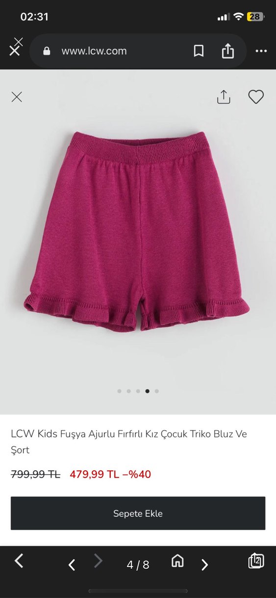 LCW Kids Fuşya Ajurlu Kız Çocuk Triko Takım - Görsel 4