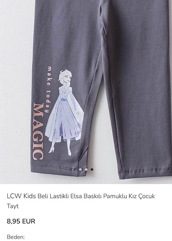 Kız Çocuk Gri Baskılı Pamuklu Tayt - Görsel 3