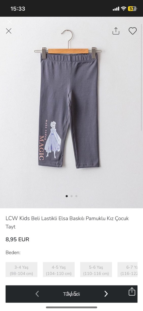 Kız Çocuk Gri Baskılı Pamuklu Tayt - Görsel 2