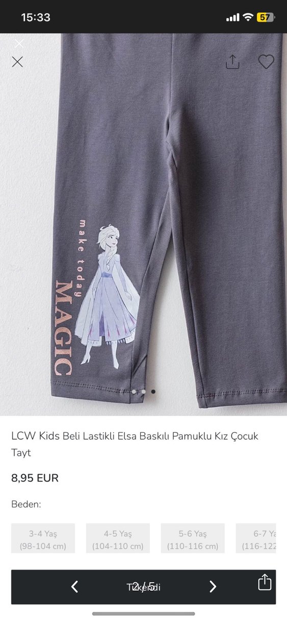 Kız Çocuk Gri Baskılı Pamuklu Tayt - Görsel 3