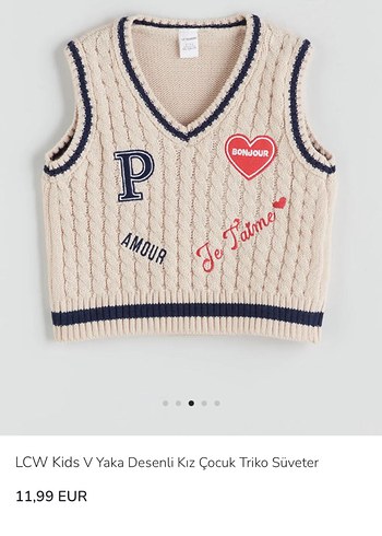 Kız Çocuk Örgü V Yaka Süveter - Görsel 3