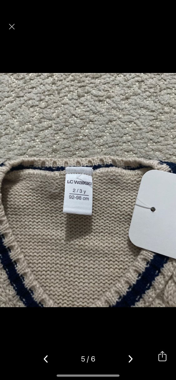 Kız Çocuk Örgü V Yaka Süveter - Görsel 5