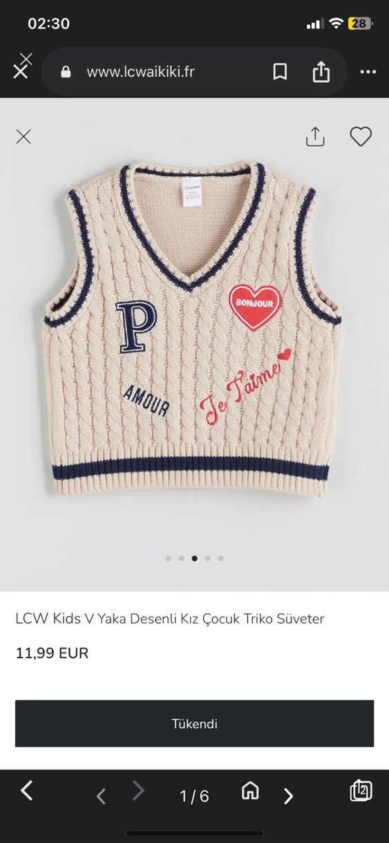 Kız Çocuk Örgü V Yaka Süveter - Görsel 3