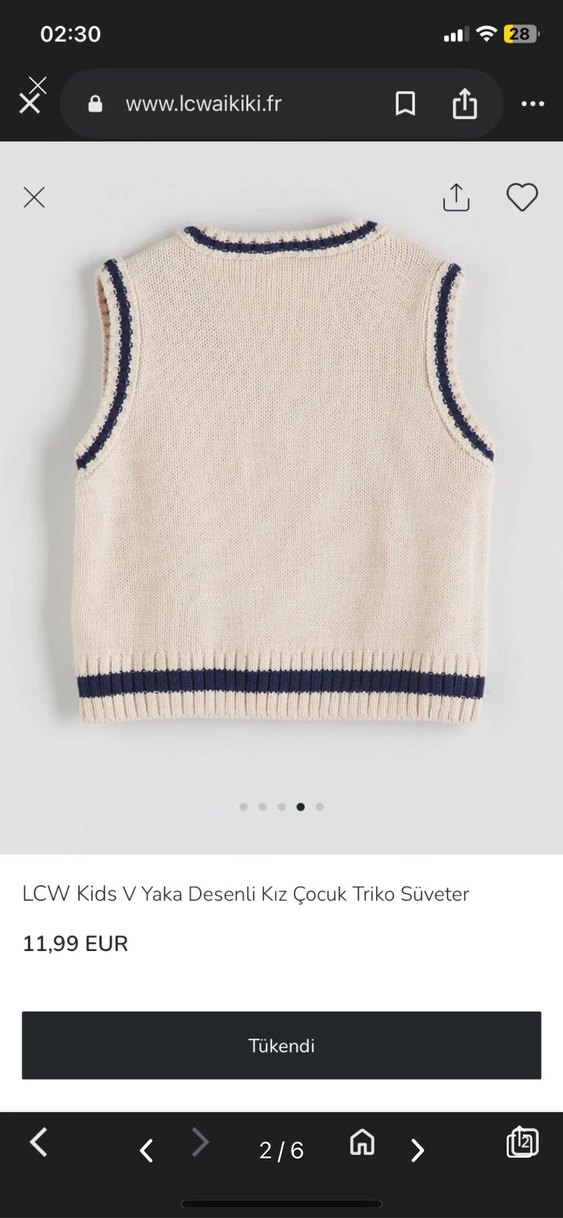 Kız Çocuk Örgü V Yaka Süveter - Görsel 2