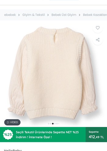 Kız Çocuk Beyaz Örgü Kazak - Görsel 4