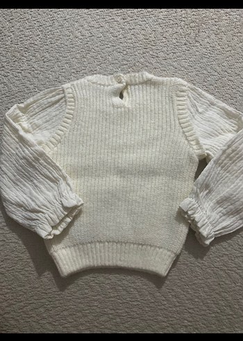 Kız Çocuk Beyaz Örgü Kazak - Görsel 2