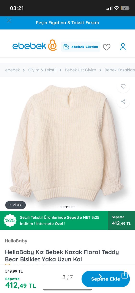 Kız Çocuk Beyaz Örgü Kazak - Görsel 4